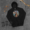 German Shepherd Mountain Hoodie — GSD dog mom gift, premium black hoodie with original mountain German Shepherd artwork by The Breed Shop
